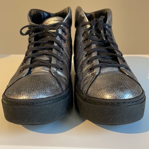 LiliMill Silver and Black leather platform Sneakers - Picture 4 of 10